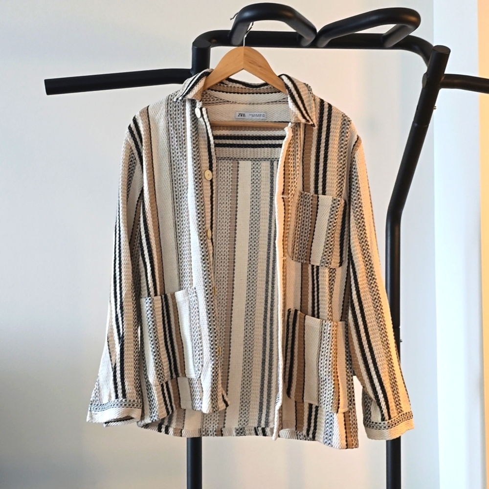 Zara strip textured overshirt